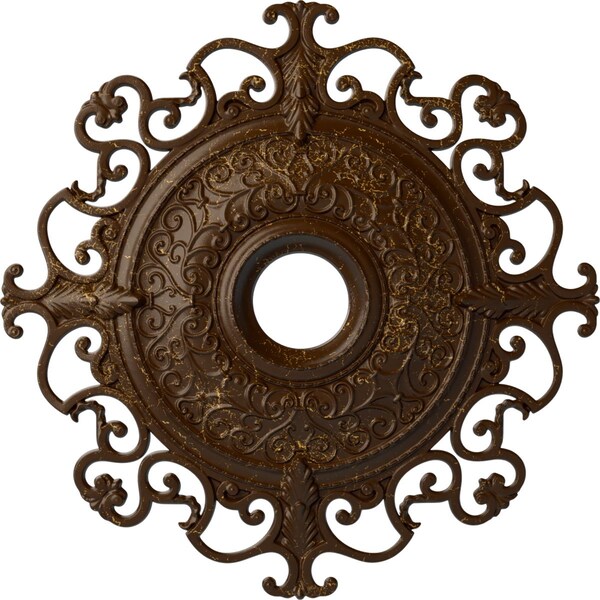 Ekena Millwork Orleans Ceiling Medallion (Canopies up to 8 1/4"), 38 3/8"OD x 6 5/8"ID x 2 7/8"P, Root Beer Crackle CM38OLRBC - main